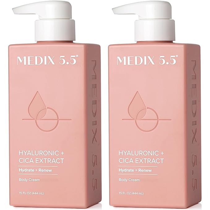 Medix 5.5 Hyaluronic Acid + Vitamin E Cream Body Lotion For Women | Hydrating Dry Skin Firming Lotion Minimizes Look Of Wrinkles, Stretch Marks, Cellulite, & Crepey Skin | Skin Care Products | 2-Pack