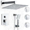 Shower System, Shower Faucet Set Complete Square Rain Shower Combo Set with 8 inch Rainfall Shower Head System Bathroom Wall Mounted 3-Setting Handheld Shower,Chrome