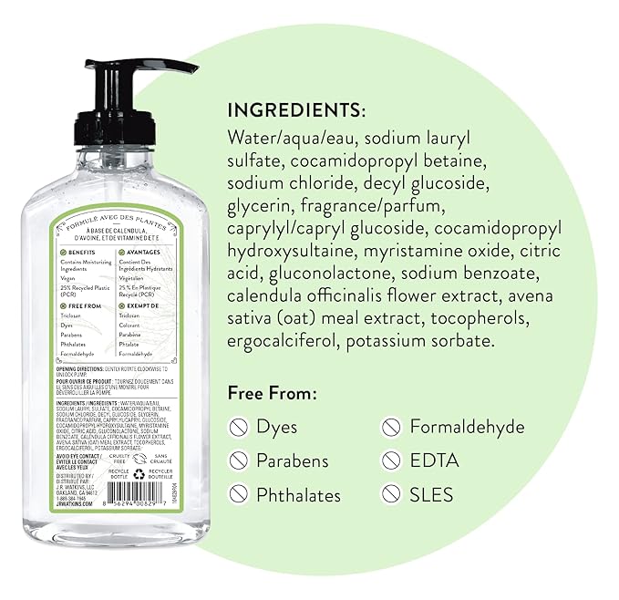 J.R. Watkins Gel Hand Soap, 3 Pack of 11 Fl Oz, Aloe & Green Tea