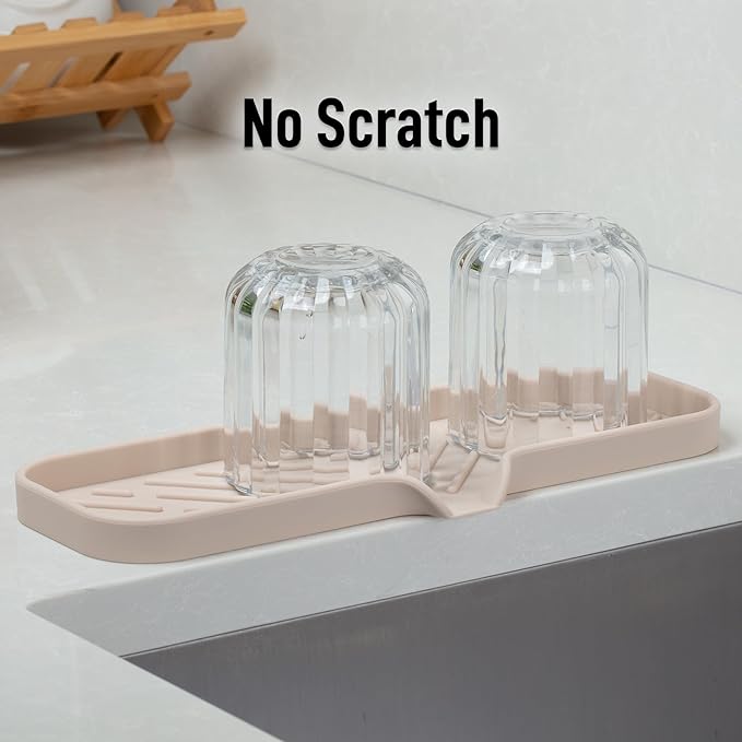 Zulay Kitchen Large Silicone Sponge Holder (12x4) – Flexible Sink Organizer Tray for Kitchen & Bathroom – Multipurpose Soap Dish for Sponges, Makeup, Trinkets & More (Ivory)