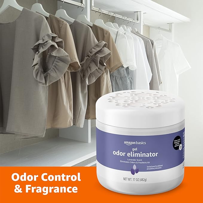 Amazon Basics Gel Odor Eliminator, Activated Charcoal, Lavender, 17 Oz, Pack of 1