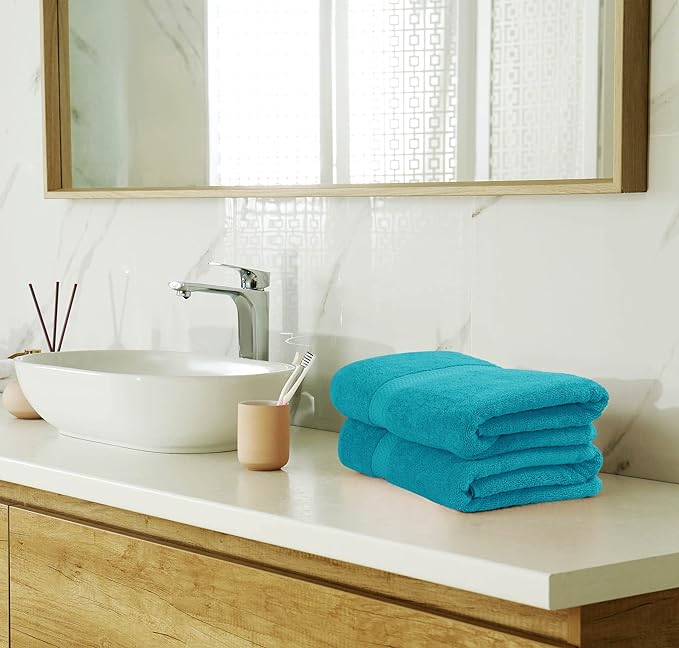 Utopia Towels 8 Piece Luxury Towel Set – Majestic Plush, Super Absorbent & Quicker-to-Dry, Thick 100% Ring Spun Cotton Towels for Bathroom, Spa & Hotel – 2 Bath, 2 Hand, 4 Washcloths,Teal