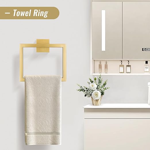 YACVCL Towel Bar Set 10-Piece Brushed Gold Bathroom Hardware Set, Gold Bathroom Accessories Set,23.6 Inch Towel Holder-Towel Racks Set for Bathroom Stainless Steel Wall Mounted