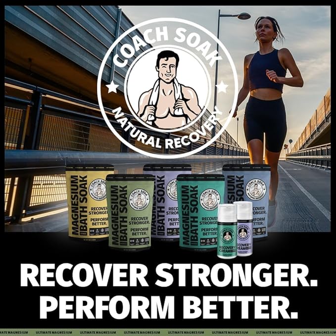 Coach Soak Recovery Bath Soak - Alternative to Epsom Salt Bath Soak - Fast-Absorbing Pure Magnesium Flakes with 21 Minerals, Bath Salts & Essential Oils - 9 lb (3 Pack) - Eucalyptus Tea Tree