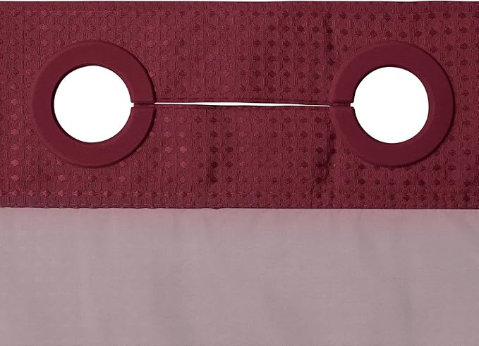 River Dream Heavyweight No Hooks Required Dotted Waffle Weave Shower Curtain with Snap in Liner - 71W x 74H,Hotel Grade,Spa Like Bath Curtain,Red Rio