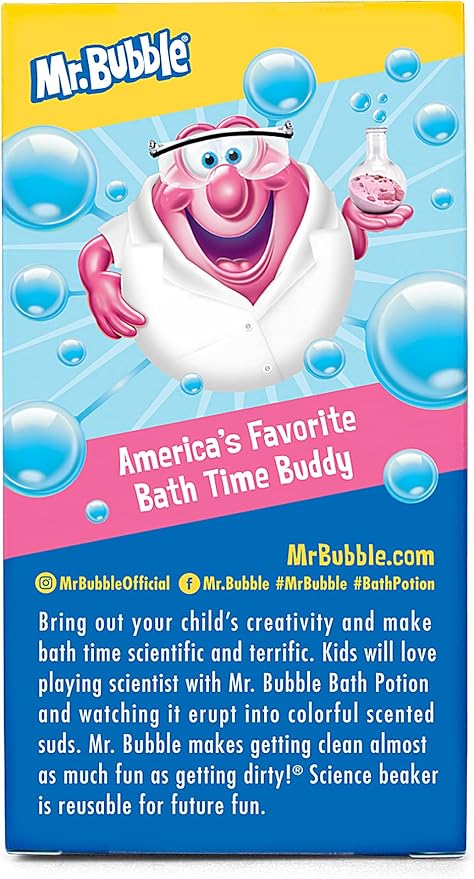 Mr. Bubble Kids Original Bath Bomb Potions - Colorful Fizzy Fun - Cool Foam and Bubble Science Beaker Bath Toys (Pack of 4)