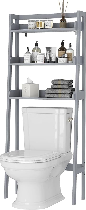 UTEX Over Toilet Bathroom Organizer, 3-Tier Above Toilet Storage Shelf Rack, Bathroom Shelves Over Toilet (Gray)