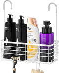 SHANSHUI Shower Hanging Caddy, Bathroom Shower Organizer Basket, Shampoo Bracket, Over Door Showers Rack with Hooks, 304 Stainless Steel Rustproof White