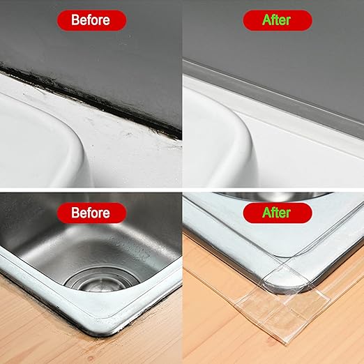 Caulk Tape Self Adhesive,Caulking Tape for Bathroom Sealant Strip Caulk Strip,Waterproof Caulking Sealing Tape for Bathroom, Toilet, Kitchen Countertop,Bathroom,Toilet (Clear-1.5IN-10.5FT-A)