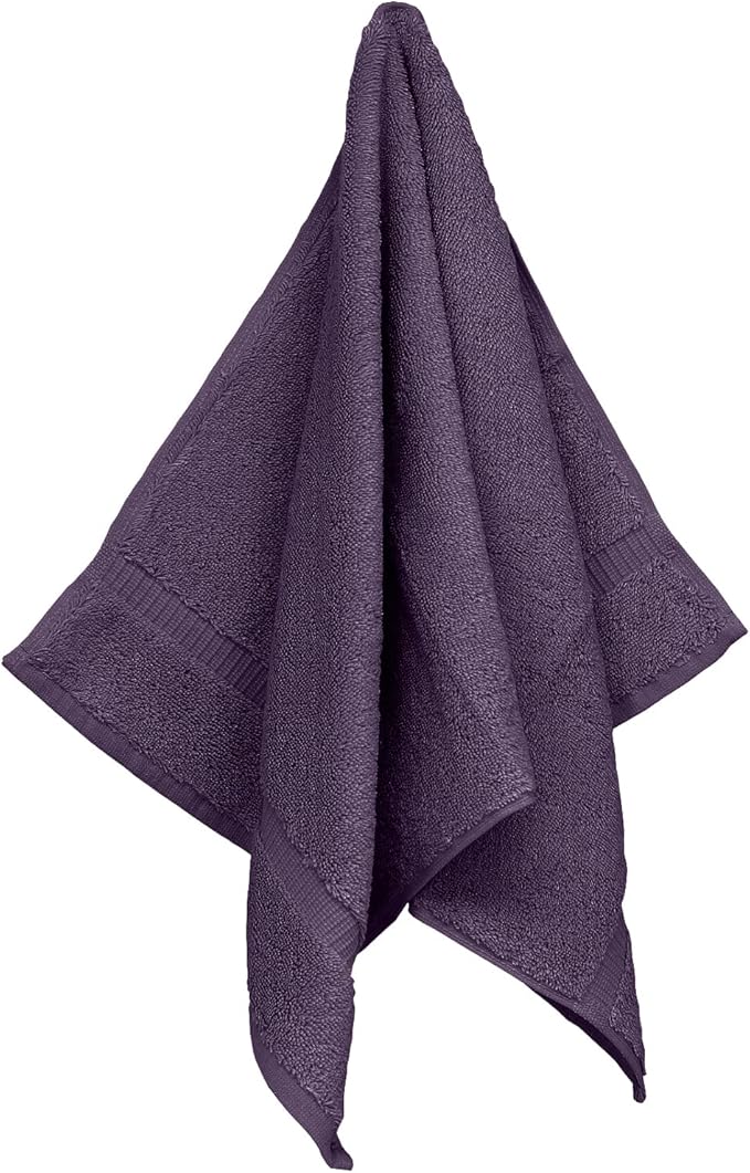 Luxury Hotel & Spa Collection, Quick Dry 100% Turkish Cotton 700 GSM, Eco Friendly Towel, for Bathroom, Gymand Kitchen Dobby Border Soft Hand Towel Set 16 X 30, Plum, Hand Towels - Set of 6