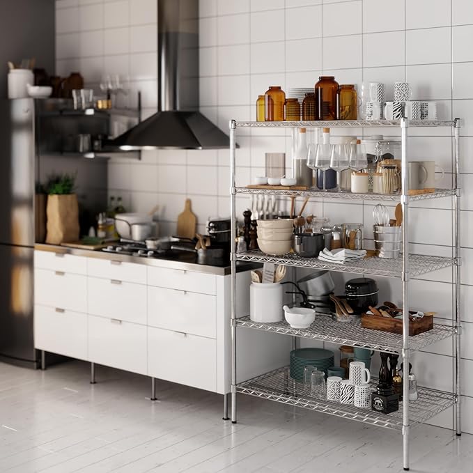 24" Deep x 42" Wide x 64" Height Wire Shelving Kit | 5-Tier | NSF Commercial Storage Rack Unit