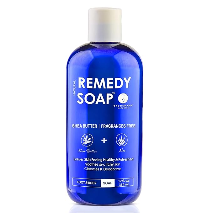 Truremedy Naturals Shea Butter - No Fragrance Body Wash for Men and Women - Hydrating and Soothing Shower Gel Rosemary, Jojoba, Aloe - 12 oz - Moisturizes