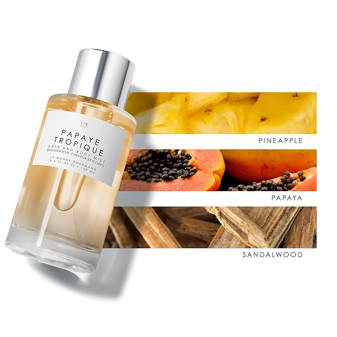Le Monde Gourmand Papaye Tropique Hair & Body Mist - 3.4oz (100ml) - Floral, Fruity, Sandalwood Fragrance Notes