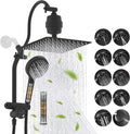Hibbent Dual Filter All Metal 10"Rainfall Showerhead Combo, High Pressure Shower Head with 10-Spray Mode Handheld, 4-way Diverter with Pause Mode, 71'' Shower Hose & Holder, Oil Rubbed Bronze
