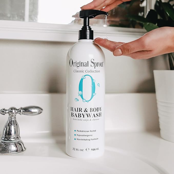 Original Sprout Baby Shampoo and Body Wash, Hypoallergenic Formula with Organic Calendula & Rosemary for Sensitive Hair & Skin, 32 oz. Bottle