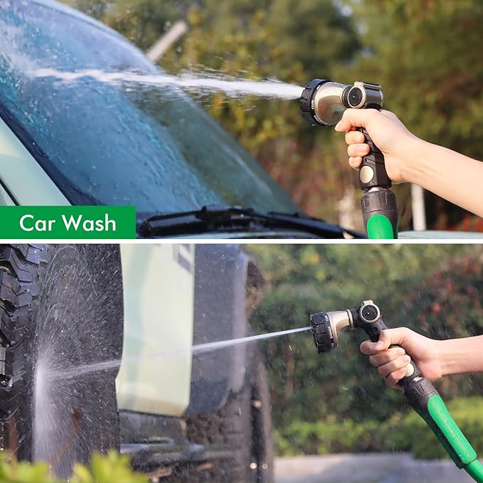 RESTMO Heavy Duty Hose Nozzle, Metal Garden Water Hose Sprayer with 7 Watering Patterns, Thumb Control, On Off Valve, High Pressure Nozzle Sprayer for Watering Plants, Car and Pet Washing, Bronze