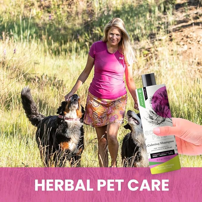 Holistic Natural Derived Calming Pet Shampoo for Anxiety: Veterinarian Recommended: Providing Stress Relief for Dogs, Cats and Horses - Made in USA - 16 oz