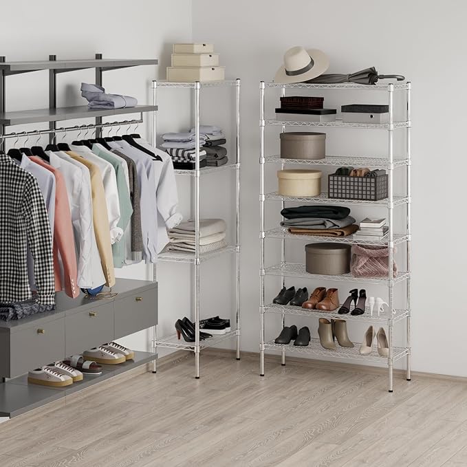 14" Deep x 36" Wide x 74" Height Wire Shelving Kit | 8-Tier | NSF Commercial Storage Rack Unit