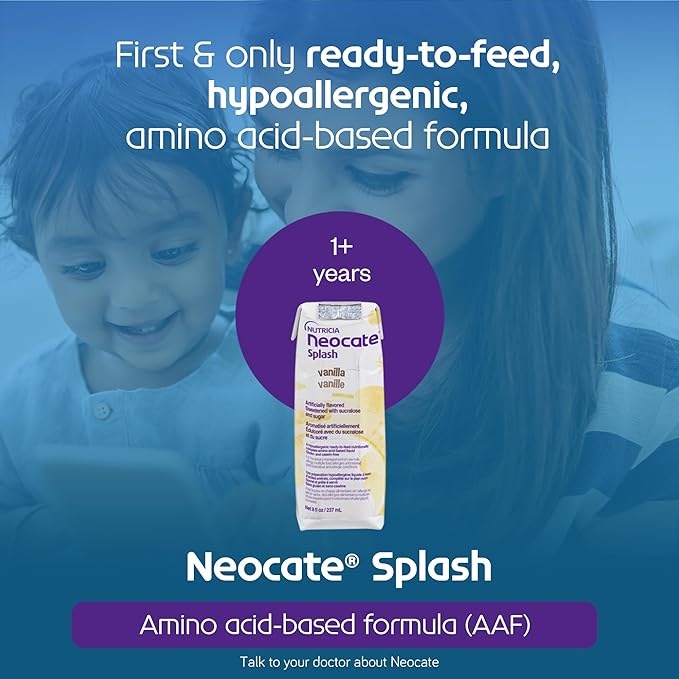 Nutricia Neocate Splash - Ready-to-Feed Hypoallergenic, Amino Acid-Based Toddler and Junior Formula - Vanilla - 8 fl oz (Case of 27)