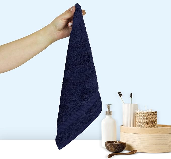 Chakir Turkish Linens Premium Cotton Absorbent Turkish Towels (Washcloths - 12 Piece, Navy Blue)