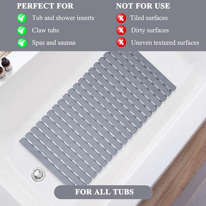 Bathtub Mat Non Slip - Sheepping Shower Mat Machine Washable Anti Slip Bath Mat for Tub, Quick Drain Tub Mat with Suction Cups for Bathroom
