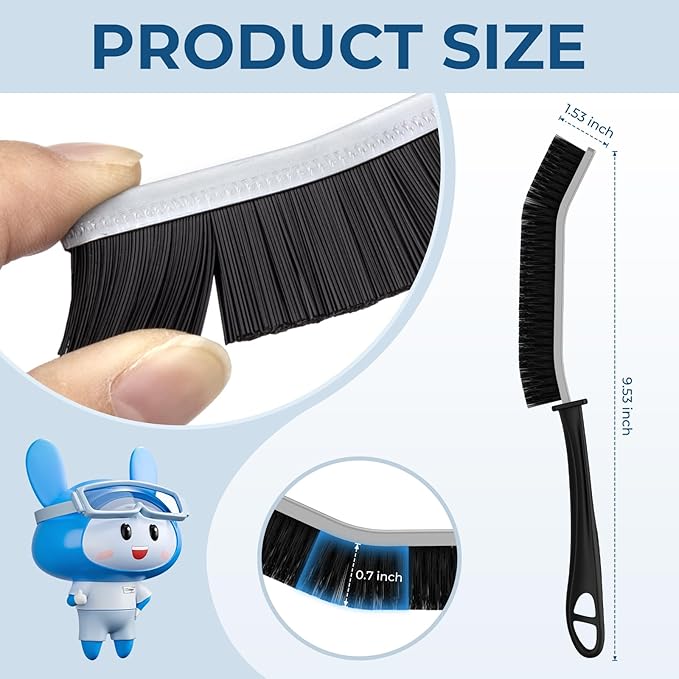 Crevice Cleaning Brushes, Scrub Brush for Hard to Reach Small Space, Home Essentials, Cleaning Supplies, Cleaning Tools for Household Use, Bathroom, Shower, Kitchen, Window, Toilet (3, Black)