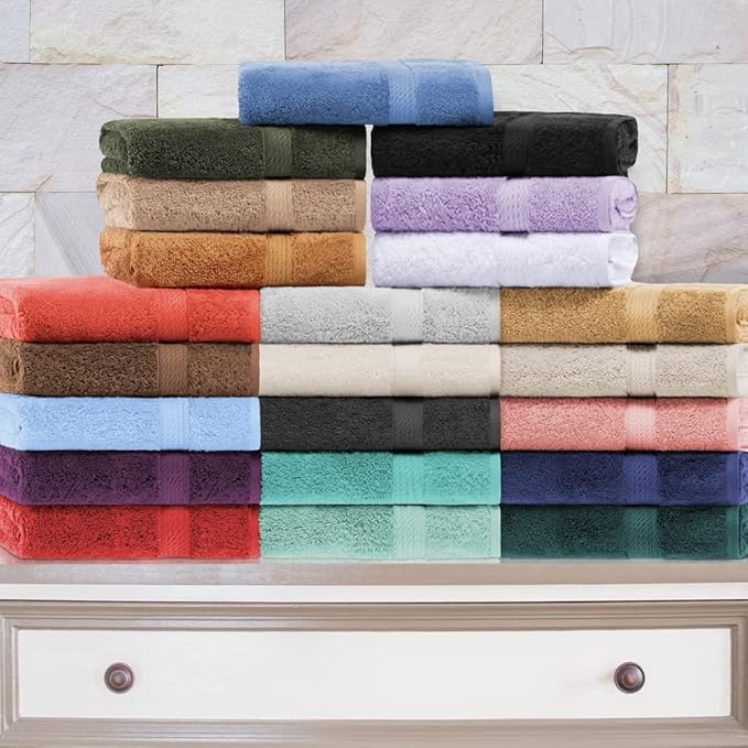 Superior Egyptian Cotton Pile Hand Towel Set of 4, Ultra Soft Luxury Towels, Thick Plush Essentials, Absorbent Heavyweight, Guest Bath, Hotel, Spa, Home Bathroom, Shower Basics, Red