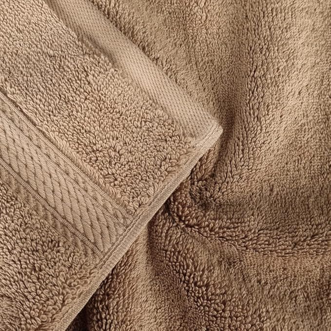 Superior Egyptian Cotton Pile Face Towel/Washcloth Set of 6, Ultra Soft Luxury Towels, Thick Plush Essentials, Absorbent Heavyweight, Guest Bath, Hotel, Spa, Home Bathroom, Shower Basics, Latte