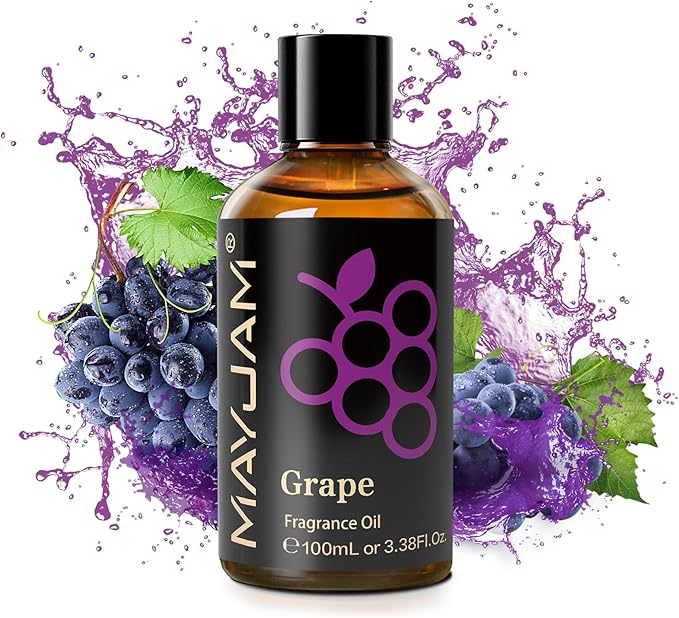 MAYJAM 100ML/3.38FL.OZ Grape Fragrance Oils with Glass Dropper, Essential Oils for Diffusers for Home, Long Lasting Scented Oils for Diffusers Soap Candle Making