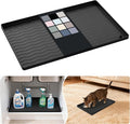 URMONA Waterproof Silicone Under Sink Mat 16'' x 10'' Shelf Liner for Kitchen and Bathroom, Cabinet and Counter Protector, Storage and Organizers, Litter Mat, Pet Cat Puppy Essentials(Black)