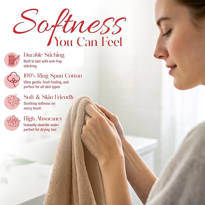 RIVERSIDE 12 Pack Washcloths - 12x12 Inches, 400 GSM, 100% Ring-Spun Cotton - Soft, Absorbent & Durable Face and Body Towels - for Bathroom, Spa, Gym, Makeup Removal & Everyday Use - Tan