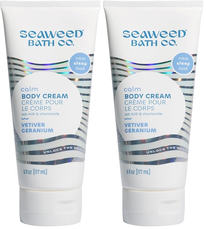 The Seaweed Bath Co. Sleep Body Cream, Calm, Nutrient-Rich Bladderwrack Seaweed, Vegan, Paraben Free, 6 fl. oz. (Pack of 2)