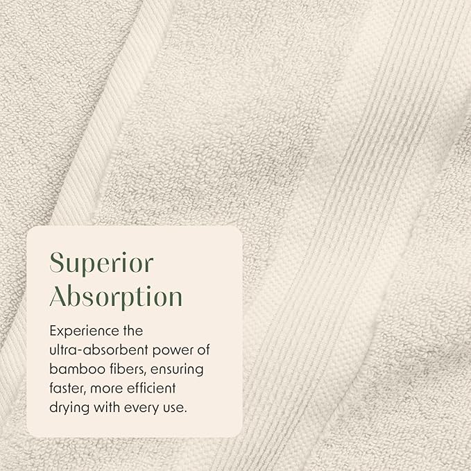 Springtree Home Luxury Viscose from Bamboo Bath Towel Set of 4 | 35% Viscose from Bamboo - 65% Cotton | Absorbent Quick-Dry Towels for Bathroom | Oeko-TEX Standard 100 Cotton | Sand