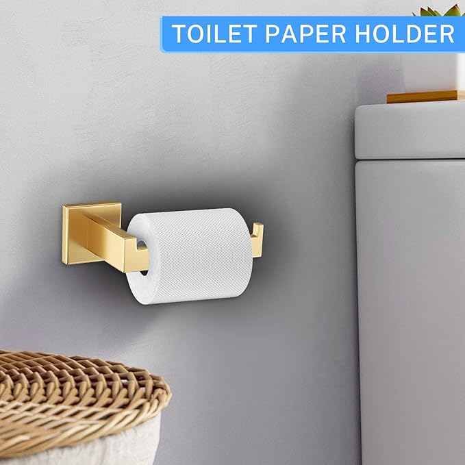 10-Piece Brushed Gold Bathroom Hardware Set Gold Towel Bar Set,Towel Holder/Rack for Bathroom,Stainless Steel Wall-Mounted 23.6 Inch Bathroom Accessories Set