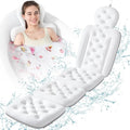 Luxury Bath Cushion, Full Body Bathtub Pillow with 160 Suction Cups, Bath Mat for Head and Neck Support, with Laundry Bag (White, 60.2" x 16.2")