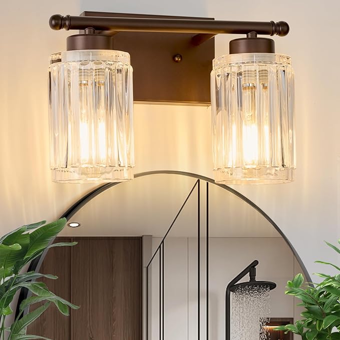 2 Light Bathroom Light Fixtures Modern ORB 12 Inch Vanity Lights for Bathroom Lighting Fixtures Over Mirror with Thickened Glass Shade for Cabinet Mirror Bedroom Hallway