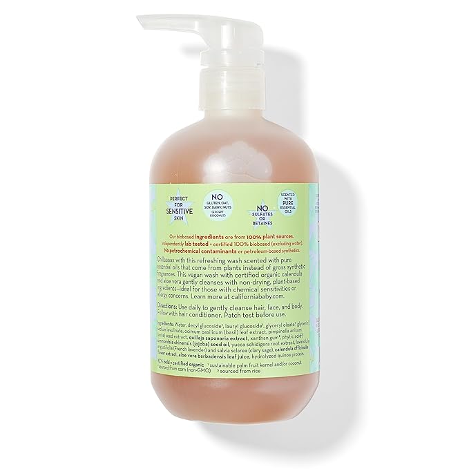 California Kids Chillax Shampoo and Bodywash | 100% Plant-Based | Gentle Skincare | Lavender Shampoo for Kids + Teens | Hypoallergenic Bodywash | 562 mL / 19 oz.