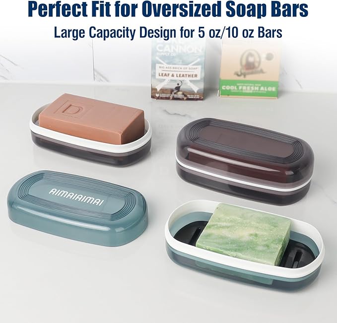 Shampoo Bar Holder Travel Case for Two Bars – Compatible with Kitsch Solid Shampoo & Conditioner Bars, Large Soap Container for Bathroom or Travel (1 Pack, Black Style A-Large)
