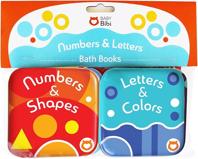 Floating Baby Bath Books - Bath Books for Babies, Infants - Waterproof, Mold-Free Bath Toys for Learning & Early Education (Set of 2 - Alphabet & Numbers Books)