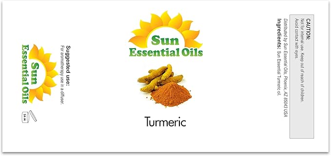 Sun Essential Oils Turmeric Essential Oil 16oz for Diffuser, Aromatherapy, Calming, and Soothing