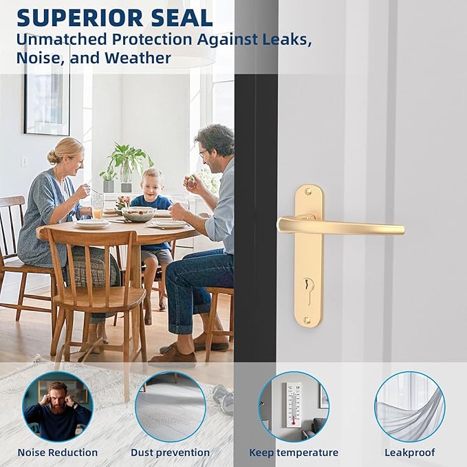 Heavy-Duty 36 ft x 1 in Weather Stripping, Extra Thick 2mm Door Draft Stopper Silicone Seal Strip for House and Glass Shower Doors for Collision and Side Gaps of Door and Windows, Black
