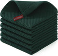 Homaxy 100% Cotton Waffle Weave Kitchen Dish Cloths, Ultra Soft Absorbent Quick Drying Dish Towels, 12 x 12 Inches, 6-Pack, Blackish Green