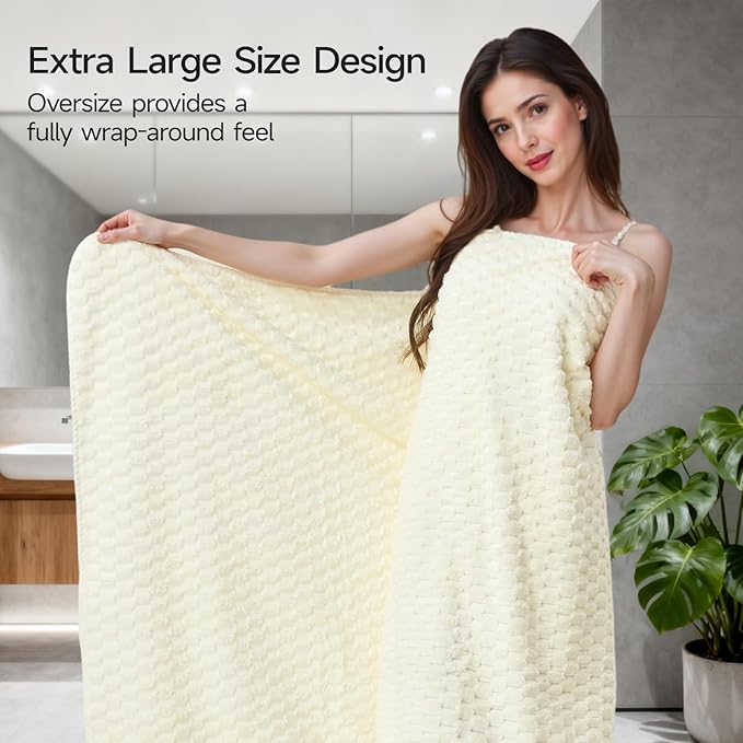 REDKISS Cream Extra Large Bath Towels Set of 6-35"x70" Oversized Bath Sheets for Adults, Microfibers Bathroom Towel Sets XL, Highly Absorbent Luxury Shower Towel for for Bathroom Spa Gym Hotel Yoga