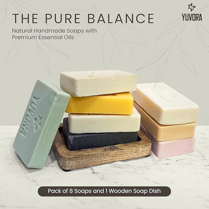 Handmade Women’s Body Soaps 5 OZ Pack of 4 – Long-Lasting Natural Bar Soap – Luxurious Aromatherapy Scents – Moisturizing Herbal Skincare – Gift Set – The Pure Balance