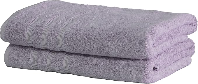 Mosobam Luxury Turkish Set of 2 Bath Towels 30X58 Lavender Aura Oversize 700 GSM Bamboo Viscose & Aegean Turkish Combed Cotton