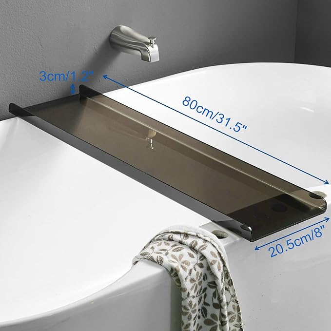 Bathtub Tray Caddy Black Bath Tub Rack Shelf, Luxury Bathroom Organizer Tablet Holder, Acrylic (Transparent Black) SHUNLI