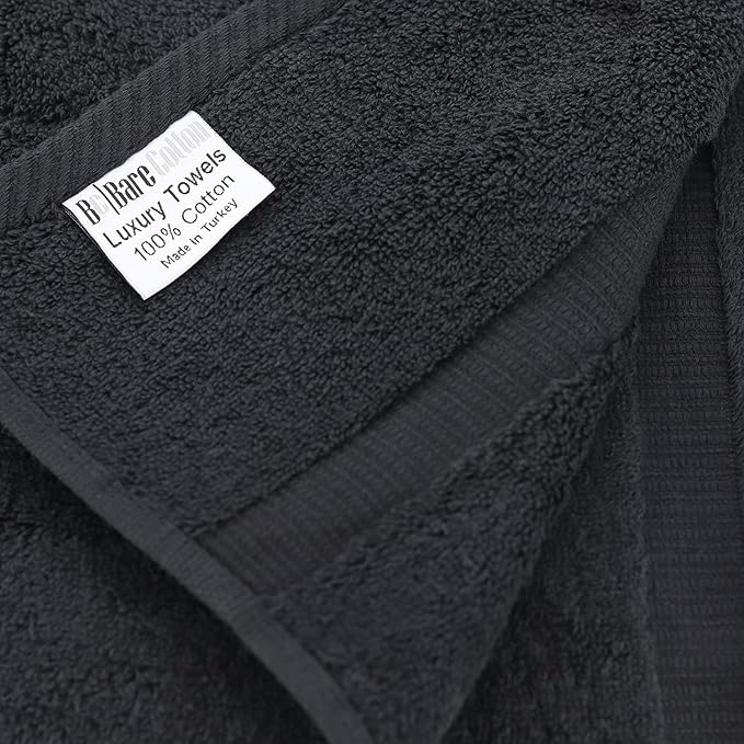 Monogrammed Hand Towel, Personalized Initial Gift, Extra Absorbent 100% Turkish Cotton - Soft Terry Finish - Set of 2 - Gold Block Initial K - Embroidered on Black Towels