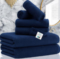 VOOVA & MOVAS Bath Towels - 100% Cotton | Quick Dry | Light Weight | Thick | Soft, Towel Set of 6, 2 Large Bath 30"x56", 2 Hand 18"x28", 2 Washcloths 13"x13", Quick Dry Towel for Shower, Navy Blue