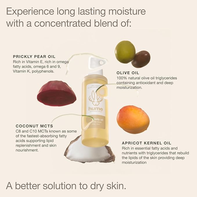 HUME SUPERNATURAL Dry Body Oil Spray - Moisturizing Oil for Dry Skin, After Shower Body Oils for Women and Men, Nourishing, Hydration, Glow, Vanilla Daze, 1-Pack