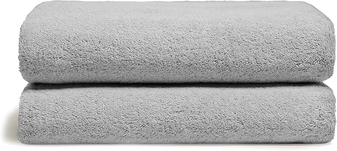 Italic Ultraplush 100% Australian Cotton Towels - Set of 2 Luxury Bath Towels, Quick Dry Plush and Absorbent, Heavy Duty Large Bath Towels, 800GSM Towels for Bathroom & Spa (Light Gray)